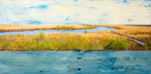 Le Marais #2, Techniques mixtes sur toile, 24x48po, 2014